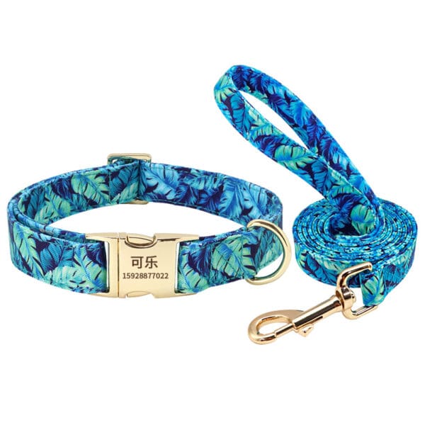 Premium Floral Dog Collar with Rope Stitching