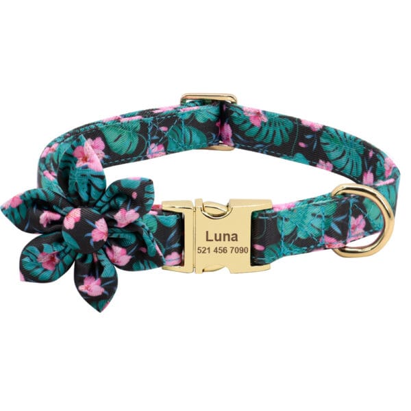 Floral Dog Collar - Embroidered Anti-Loss Pet Collar