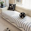 Modern Couch Cover Gray - Chevron Stripes Chenille Sofa Protector with Non-Slip Design