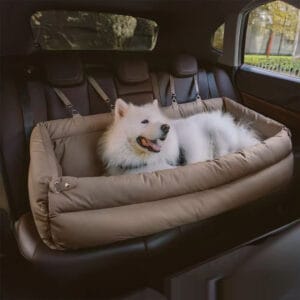 CalmHaven Cozy Pet Sofa House - Gray Cloth Dog Bed in Living Room